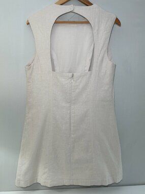 Abercrombie Linen Blend Mini Dress Cream Sleeveless Summer Shift NWT Large